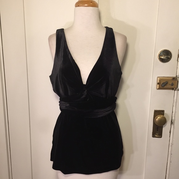 BCBGMaxAzria Tops - BCBGMAXAZRIA Black velvet wrap top